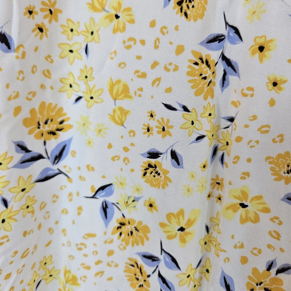 Eloquii Skirt Womens Sz 22 Yellow Floral Elastic Waist Hankerchief Hem - Picture 6 of 12